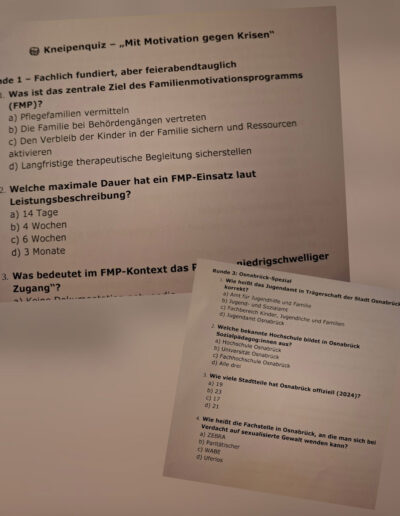 Blick auf die Kneipenquiz-Fragen