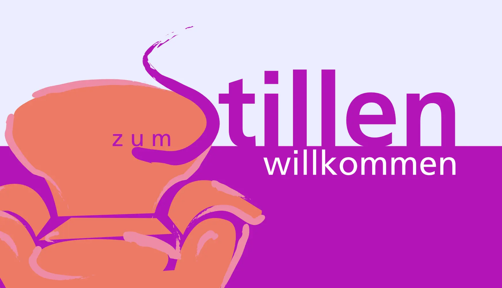 Emblem-Zum-Stillen-willkommen Illustration eines Sessels mit dem Text "Zum Stillen willkommen"